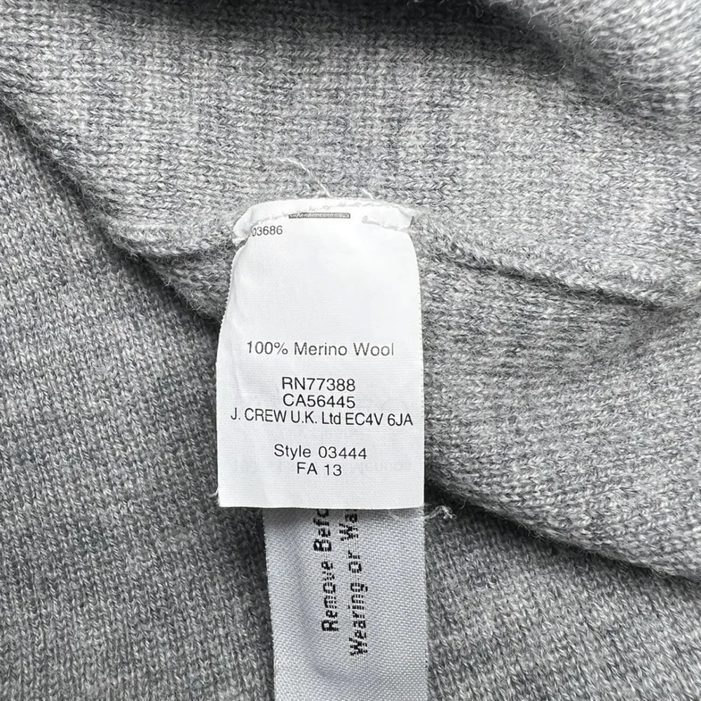 J.Crew Women's Charcoal Grey Long Sleeve 100% Merino Wool Sweater Warm L